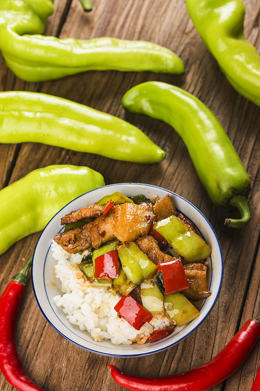 米,猪肉,热,对称,香料,东方食品,油炸,煮熟,烹调