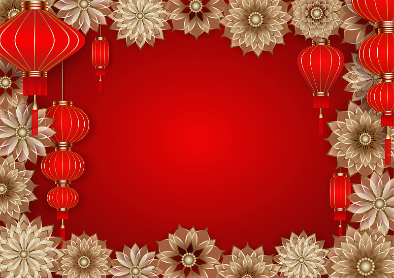 红色,灯笼,黄金,春节,边框,背景,太空,文字,中国灯笼,图像