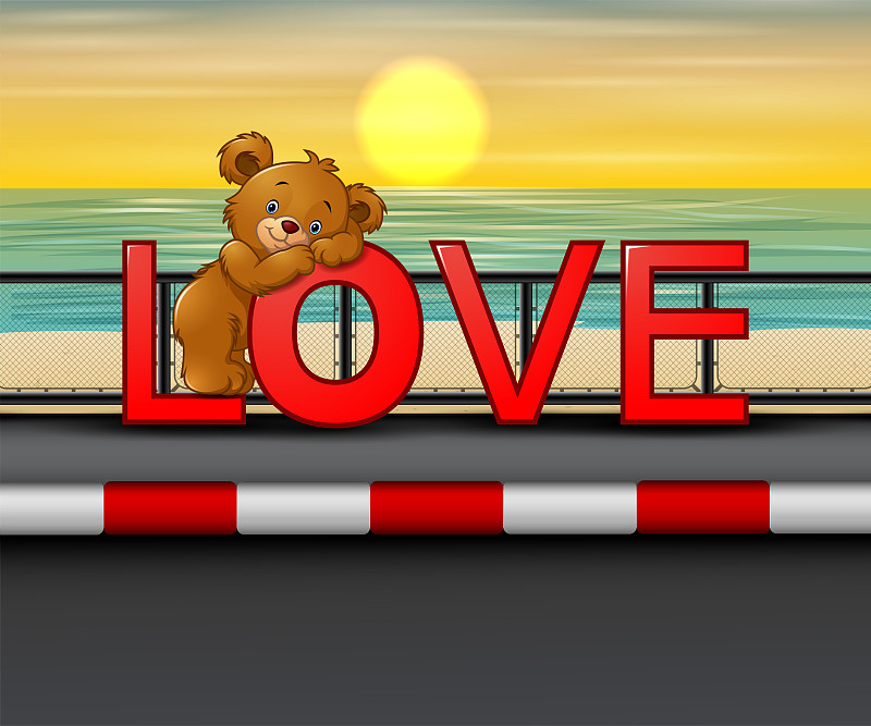 熊,海滩,单词,红色,恋爱集会,背景,视角,旅途,热带气候,公路