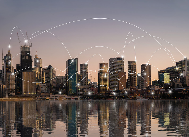 技术,概念,城市,网线插头,在上面,传媒,线条,黄昏,现代,澳大利亚