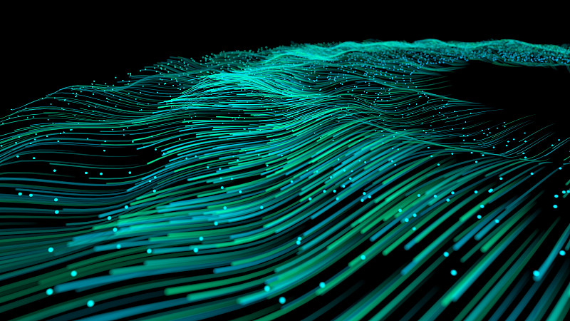 三维渲染的漩涡状粒子科技线条