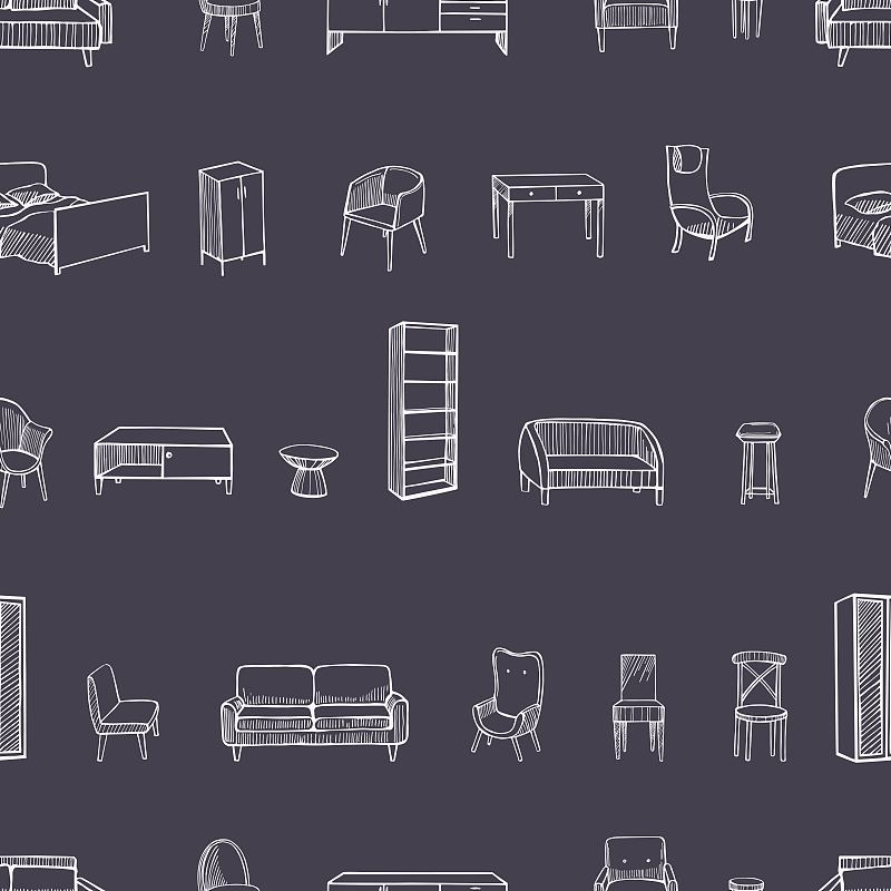 住宅内部,家具,矢量,四方连续纹样,吧椅,背景分离,扶手椅,舒服,简单,椅子