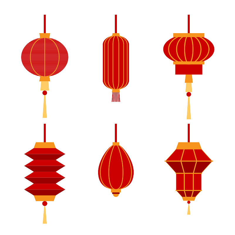 春节,中国灯笼,矢量,化学元素周期表,贺卡,布置,传统,华丽的,灯笼,一个物体