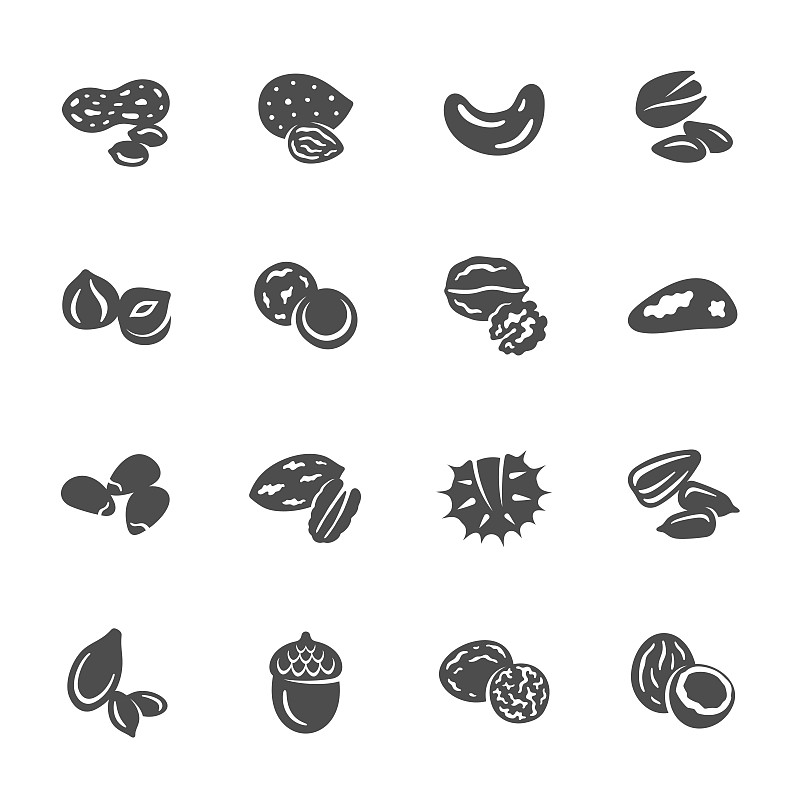 坚果,计算机图标,背景分离,榛子树,椰子,蛋白质,松树,杏仁,巴西,标签