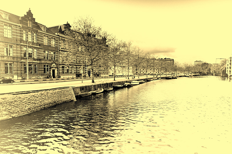 阿姆斯特丹,河堤,中心,砖,交通,复古风格,巴洛克风格,肮脏的,河流,运河