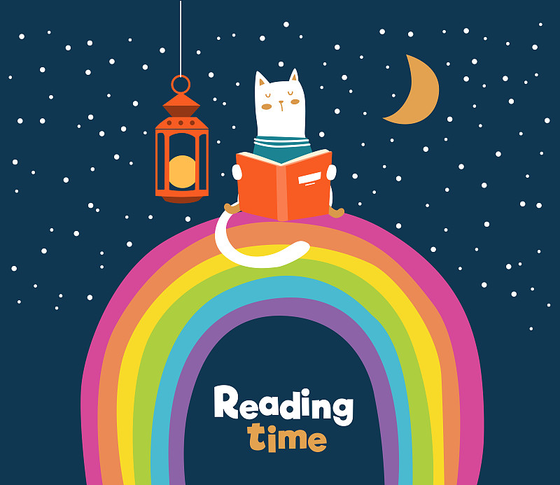 彩虹,幽默,书,猫,就寝时间,请柬,灯笼,世界读书日,图书馆,云