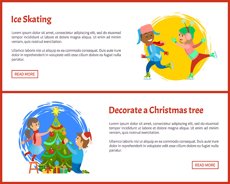 圣诞树,运动,滑冰,迅速,虚拟角色,儿童,童年,户外,绘画插图