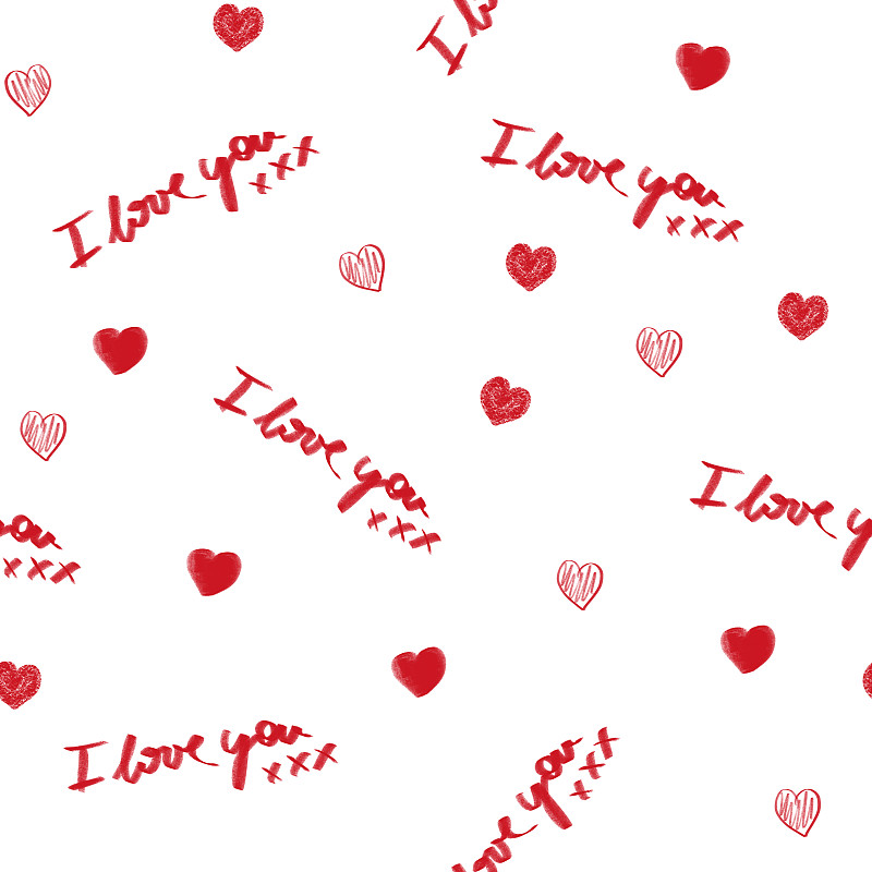 情人节卡,四方连续纹样,背景,我爱你,白色,红色,手,重复,写,绘制