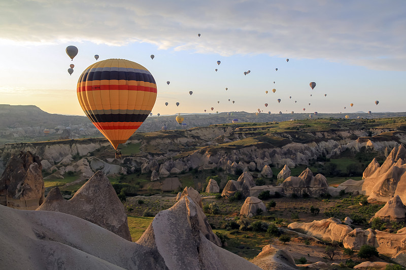 热气球,卡帕多奇亚,旅途,篮子,热,土耳其,安纳托利亚,风,著名景点,自然美