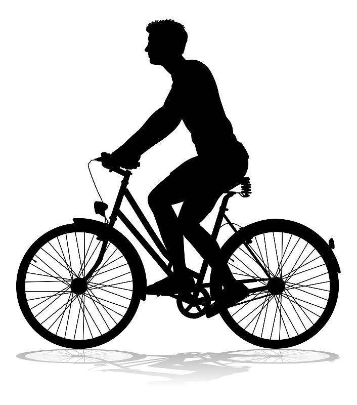 骑自行车,脚踏车,运动,背景分离,自行车,户外,飙摩托车者,轮廓,白色背景,垂直画幅