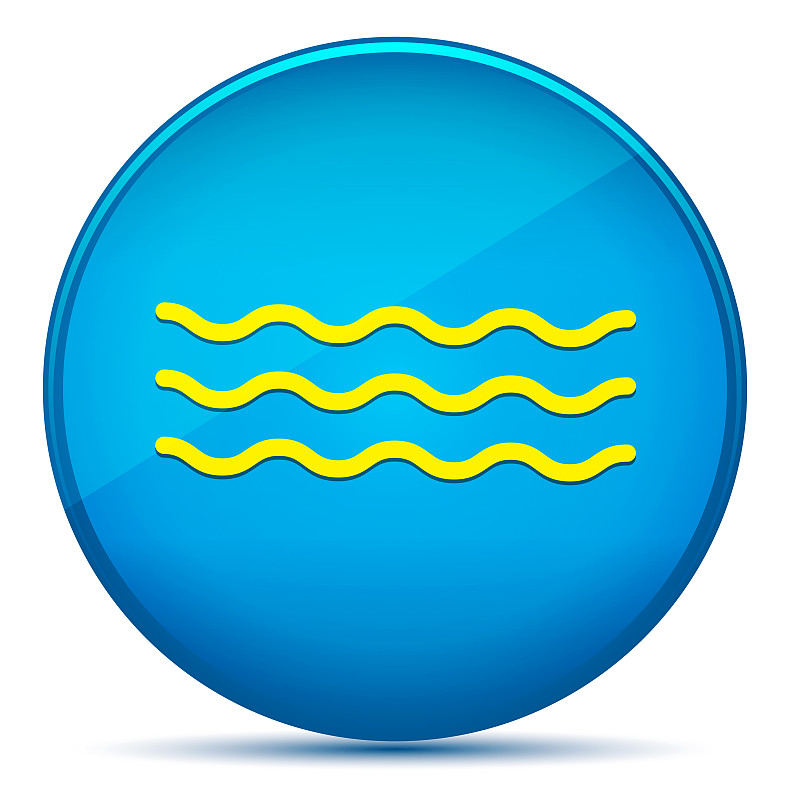 现代,波浪,圆形,平坦的,计算机图标,海洋,蓝色,按钮,湿,卷着的