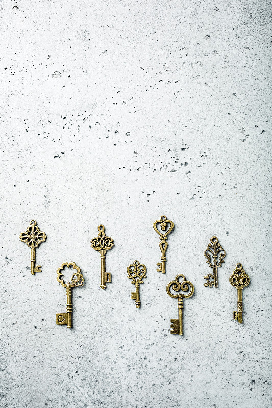 钥匙,古老的,个性,大量物体,在上面,房间钥匙,商务,华丽的,黄铜,安全