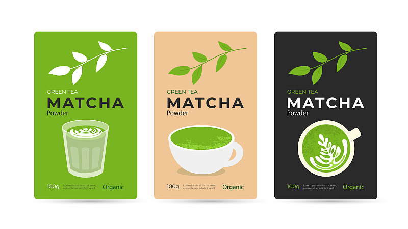 сup,and,glass,of,drink,matcha,latte.,Branches,of,tea,plant,with,leaves.,Mockup,for,pack,,ad.