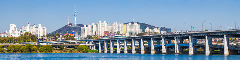 韩国,都市风景,首尔,全景,汉江,塔,国际著名景点,城市生活,房屋建设,公路