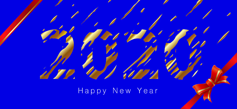 2020,新年前夕,黄金,数字,抽象,蓝色背景,艾滋病警示丝带,粒子,设计,飞