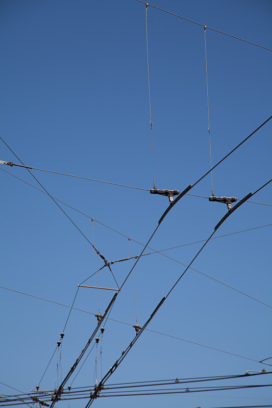 High,voltage,overhead,tram,wires,Zürich,,Switzerland