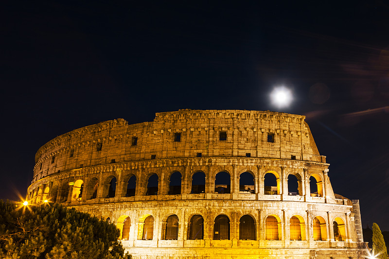 罗马,意大利,罗马圆形剧场,室内过夜,圆形剧场,国际著名景点,过去,照明设备,世界遗产,大约1世纪