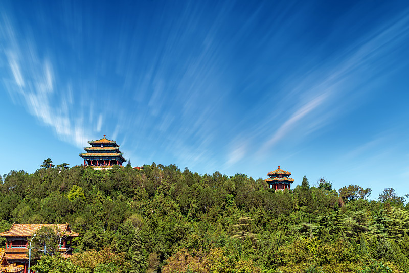 北京,景山公园,国际著名景点,传统,旅途,云,黄昏,著名景点,背景,夏天