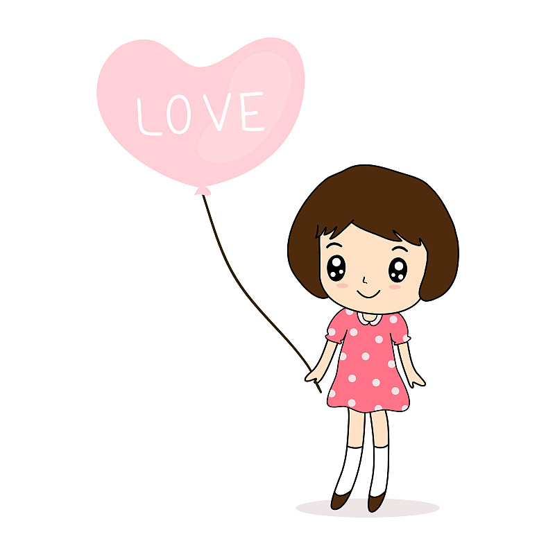 绘画插图,女孩,气球,矢量,心型,可爱的,贺卡,背景分离,家庭,母亲