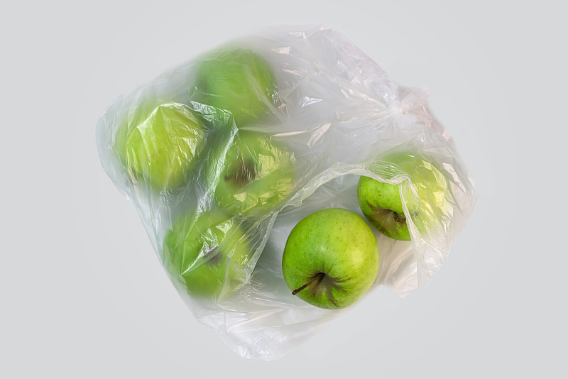 清新,维生素,饮食,苹果,绿色,白色背景,透明,保鲜袋,深的