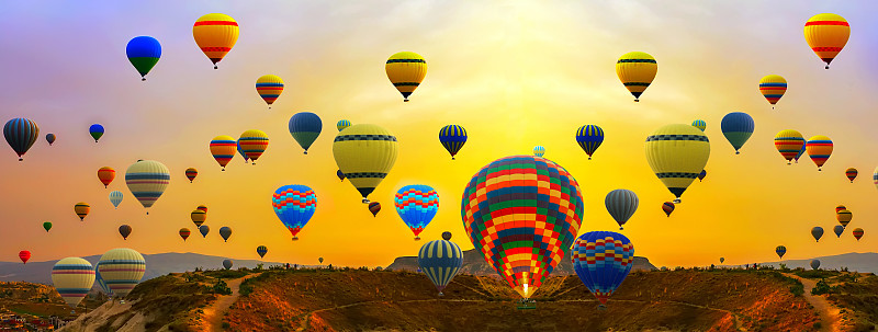 热气球,地形,夏天,旅途,篮子,热,土耳其,安纳托利亚,彩色背景,景观设计