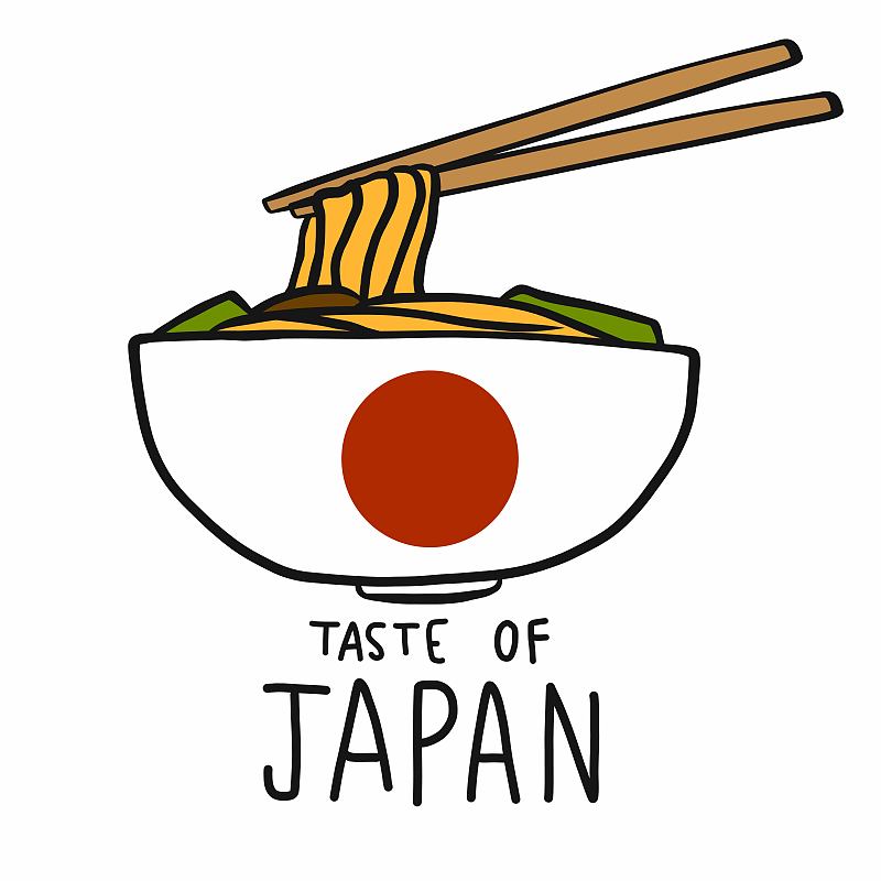 矢量,绘画插图,卡通,日本,面条,热,菜单,日本食品,东方食品,东亚人