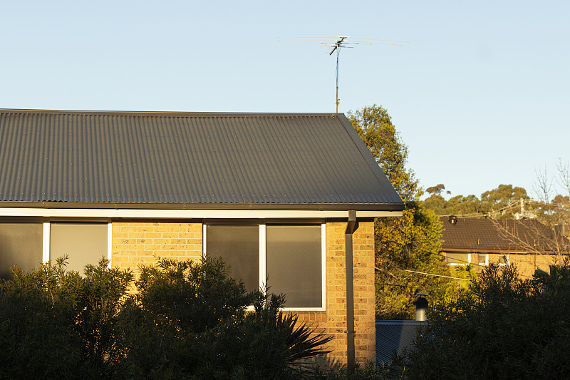 小别墅,郊区,在上面,小屋,砖,黄昏,现代,建筑特色,澳大利亚