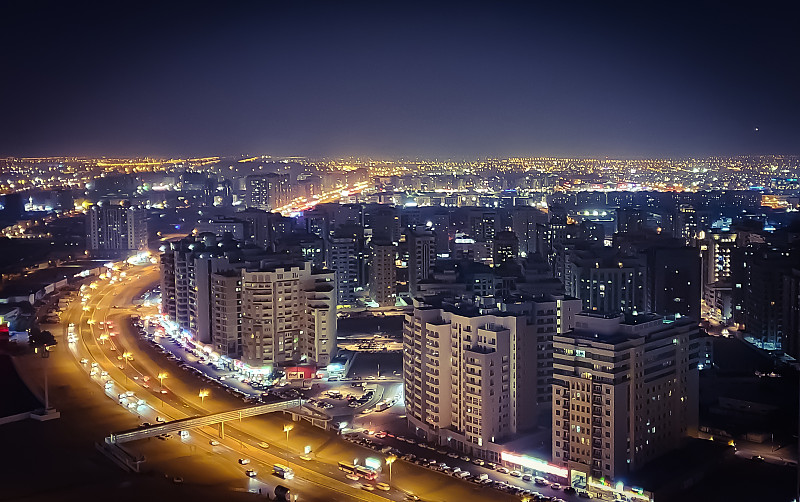 夜晚,迪拜,国际著名景点,商务,城市生活,暗色,照明设备,华贵,交通,波斯湾