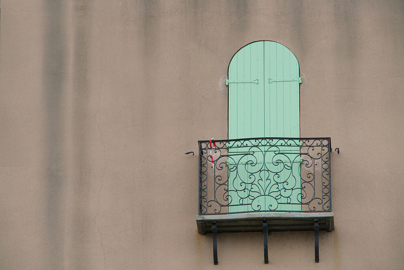 百叶窗,绿色,阳台,在之后,金属,彩色背景,复古风格,户外,建筑,欧洲