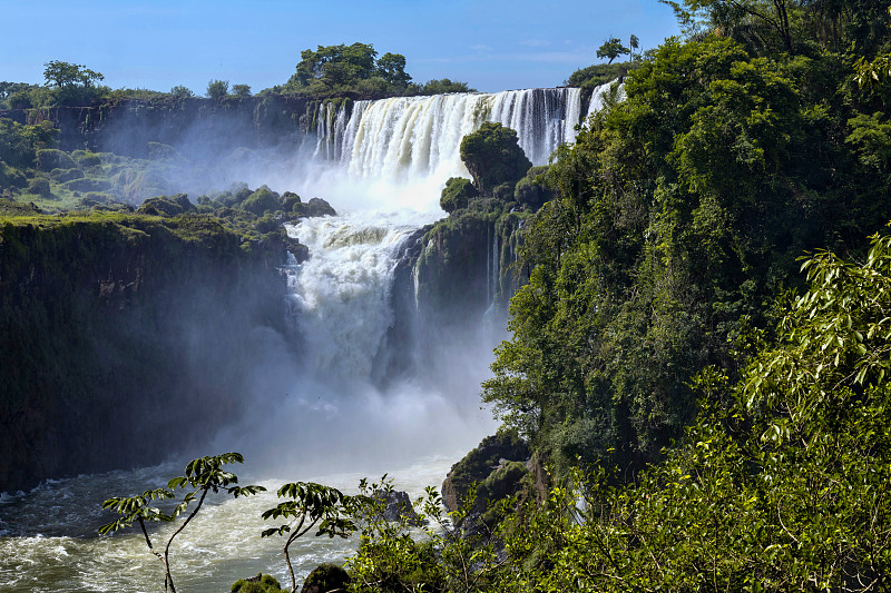 Iguazu,,Argentina,,November,18,,2019:,View,of,the,Iguazu,Falls,,the,largest,waterfall,in,the,world.,It,is,located,on,the,Igua?u,River,on,the,border,between,Argentina,and,Brazil.