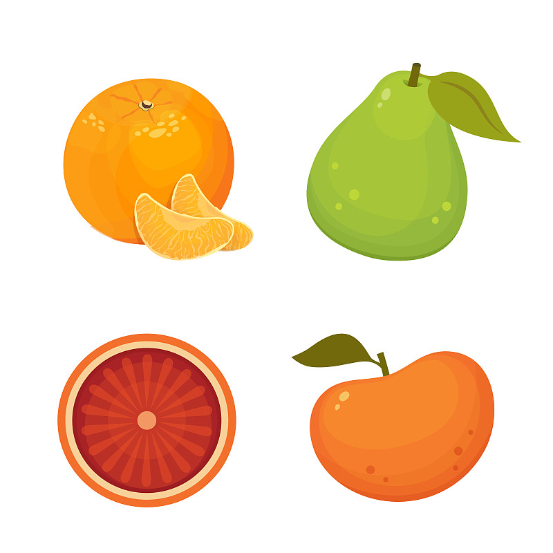 清新,橙色,桔子,绘画插图,柑橘属,葡萄柚,柚子,矢量,概念,维生素c