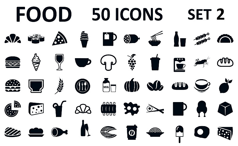 Set,2,of,50,food,and,drinks,icons,for,menu,,infographics,,design,elements,–,stock,vector