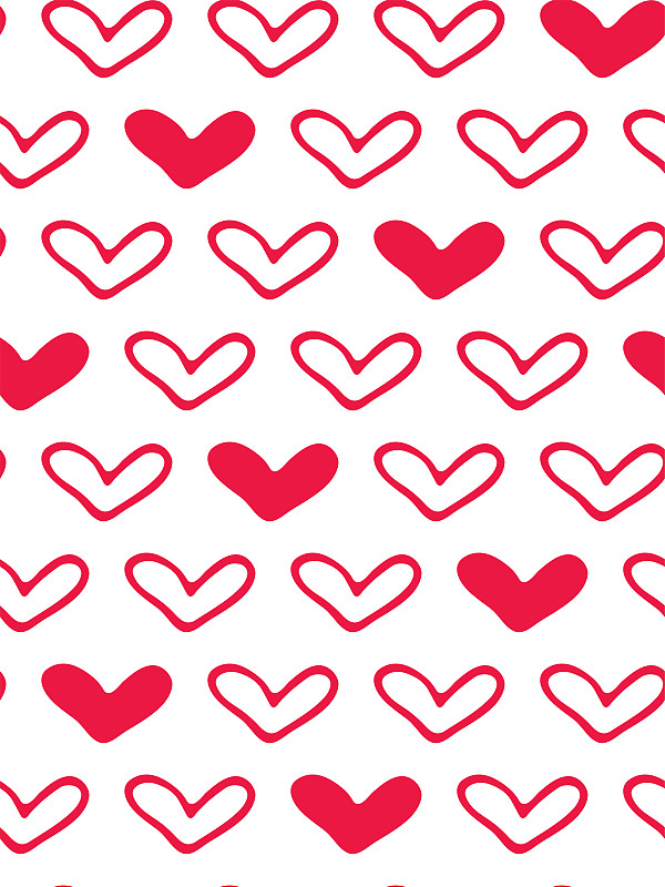 四方连续纹样,红色,动物心脏,举起手,可爱的,线条,纺织品,浪漫,情人节卡,简单