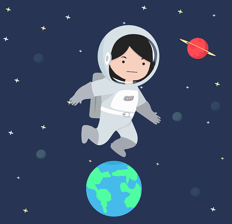 宇航员,女孩,太空,太空船,背景分离,仅一个女孩,太空头盔,一个人,泰国,仅儿童