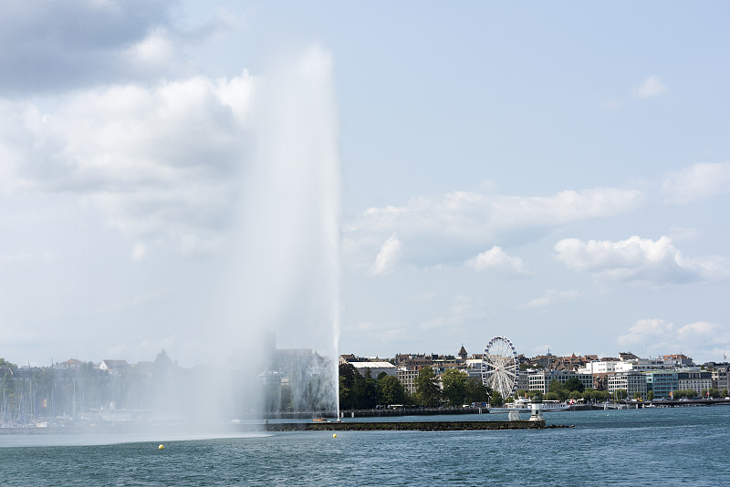 日内瓦湖大喷泉,喷泉,瑞士,日内瓦,城市生活,罗讷河,色彩鲜艳,船,著名景点,商业金融和工业
