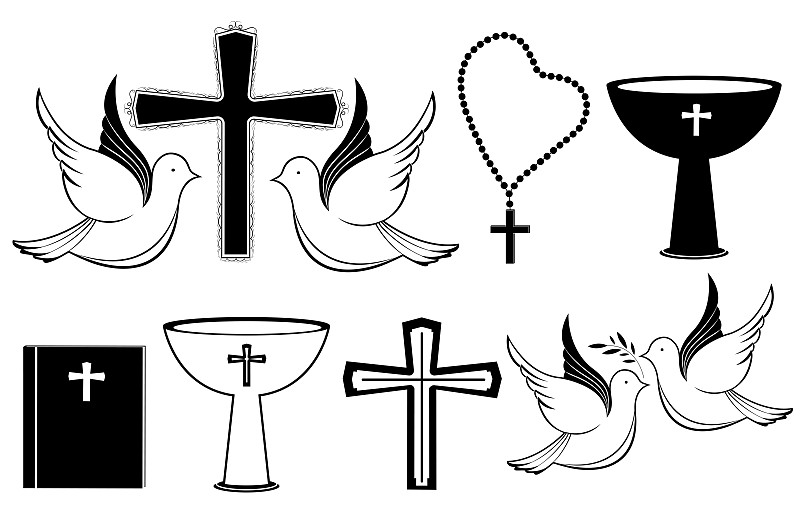 复活节,斑鸠,洗礼仪式,碗,十字形,计算机图标,玫瑰经念珠,白色,复活
