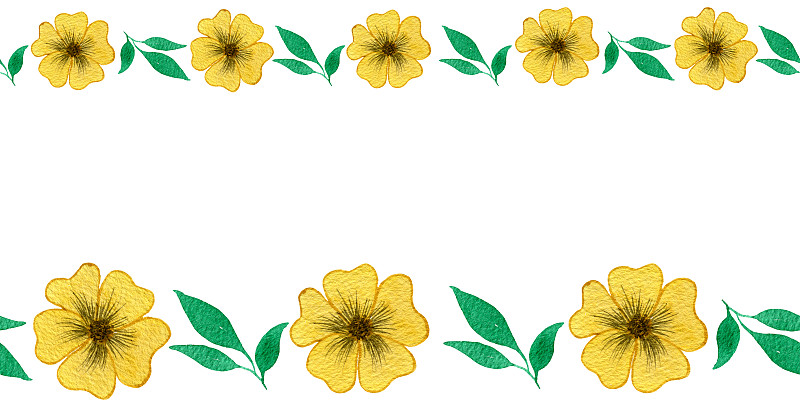 边框,黄色,春天,留白,分离着色,水彩画,国境线,花,布置,复制