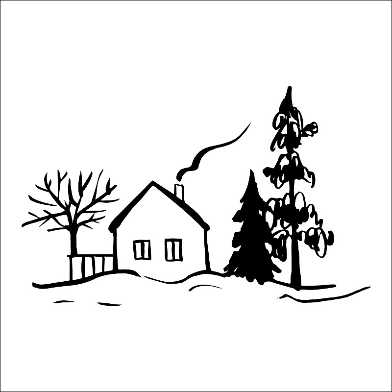 房屋,冬天,地形,寒冷,贺卡,环境,霜,雪,天气,杉树