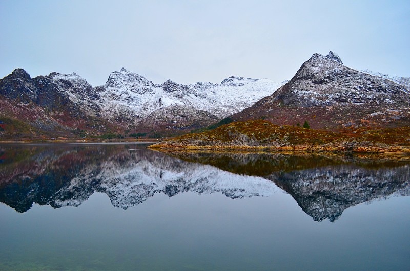 湖,山,公亩,澳大利亚阿尔卑士山脉,寒冷,挪威,对称,雪山,云,雪