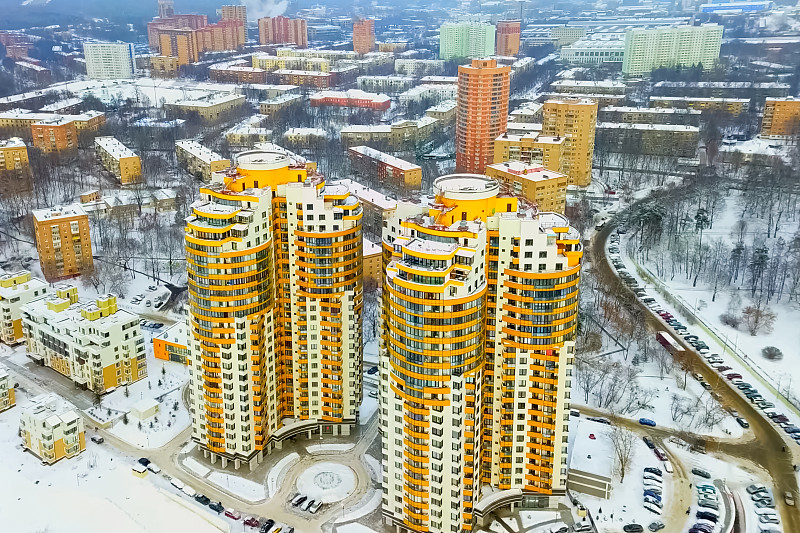 莫斯科,公寓,建筑外部,新的,摄像机拍摄角度,撞车地点,汽车,华贵,人类居住地,现代