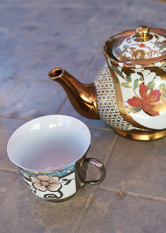 茶碟,茶杯,白色,瓷器,茶壶,玫瑰,装饰品,简单,花,覆盖