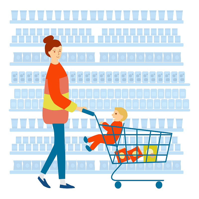 女人,超级市场,可爱的,女儿,纸牌,家庭,母亲,女婴,食品,2岁到3岁