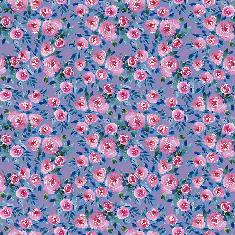 玫瑰,四方连续纹样,绘画插图,红色,粉色,紫色,花束,水彩画,水彩画颜料,纺织品