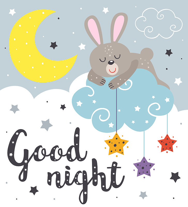 兔子,就寝时间,可爱的,城市生活,贺卡,午夜,舒服,野生动物,二件式睡衣