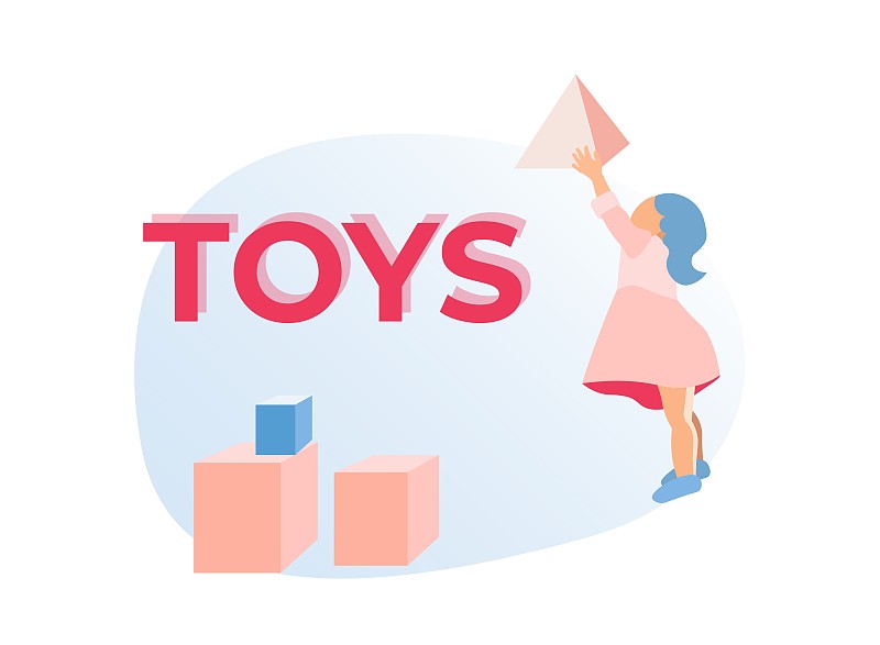 玩具,拿着,金字塔,女孩,粉红色的连衣裙,可爱的,传单,地板,模板,女人