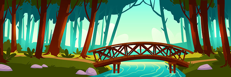 河流,木制,横越,桥,森林,热带气候,环境,木材,草,棍