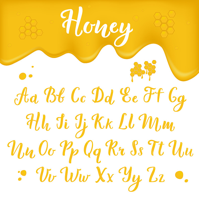 文字,蜂蜜,矢量,美味,自然美,字体,菜单,字母,手写,设计