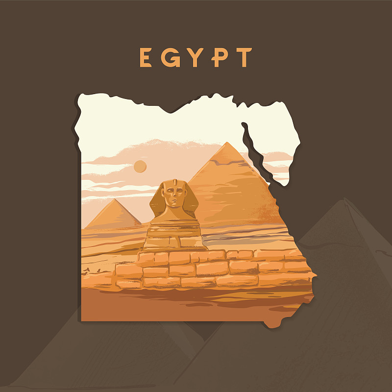 吉萨,矢量,埃及,绘画插图,狮身人面像,吉萨金字塔群,胡夫金字塔,背景分离,世界遗产,法老