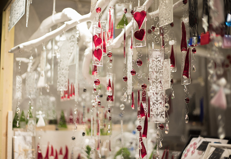 悬挂的,圣诞市场,传统,圣诞装饰物,风,雪,装饰物,节日,铃,纪念品
