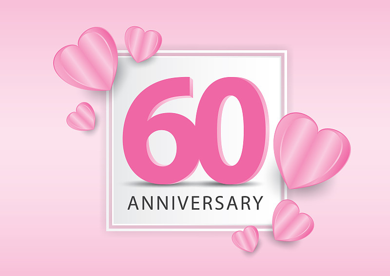 60,Years,Anniversary,Logo,Celebration,With,heart,background.,Valentine’s,Day,Anniversary,banner,vector,template